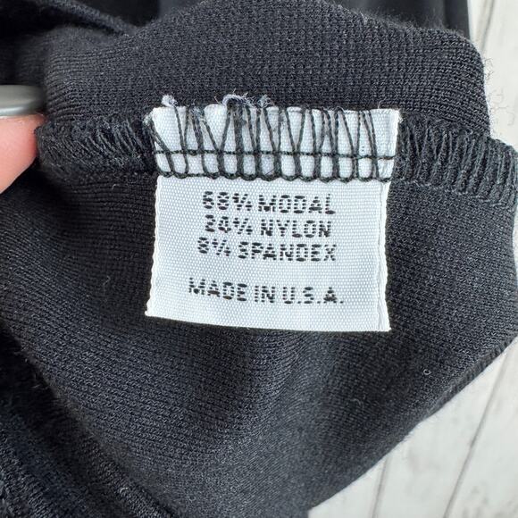 Bryn Walker Black Asymmetric Tank Tunic Top Cap Sleeves Stretch USA Size Large - Picture 9 of 13
